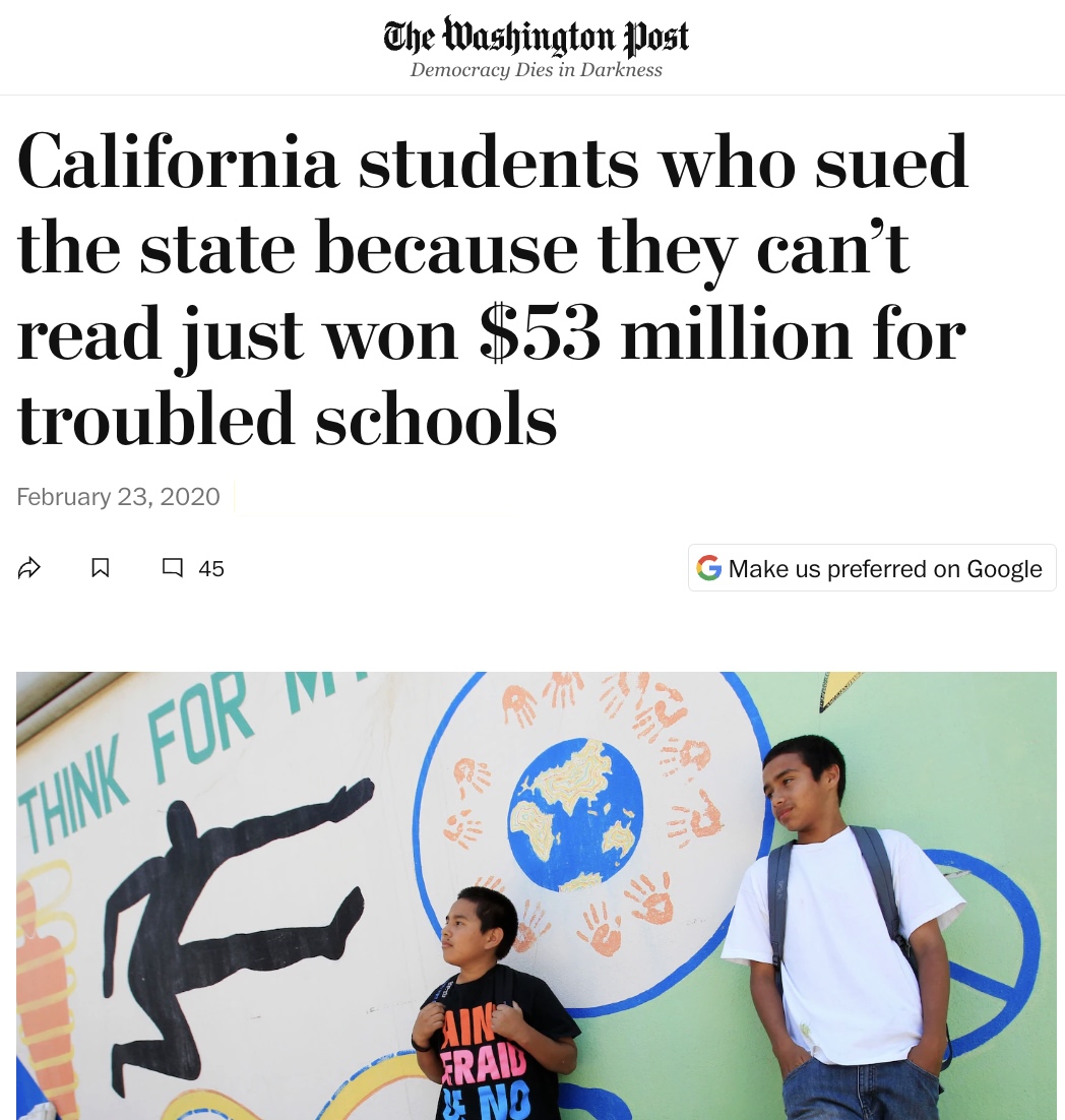 Un acuerdo pionero en el litigio sobre alfabetización en California aliviará de inmediato la situación de 75 escuelas de bajo rendimiento e impulsará un enfoque holístico del aprendizaje en las escuelas