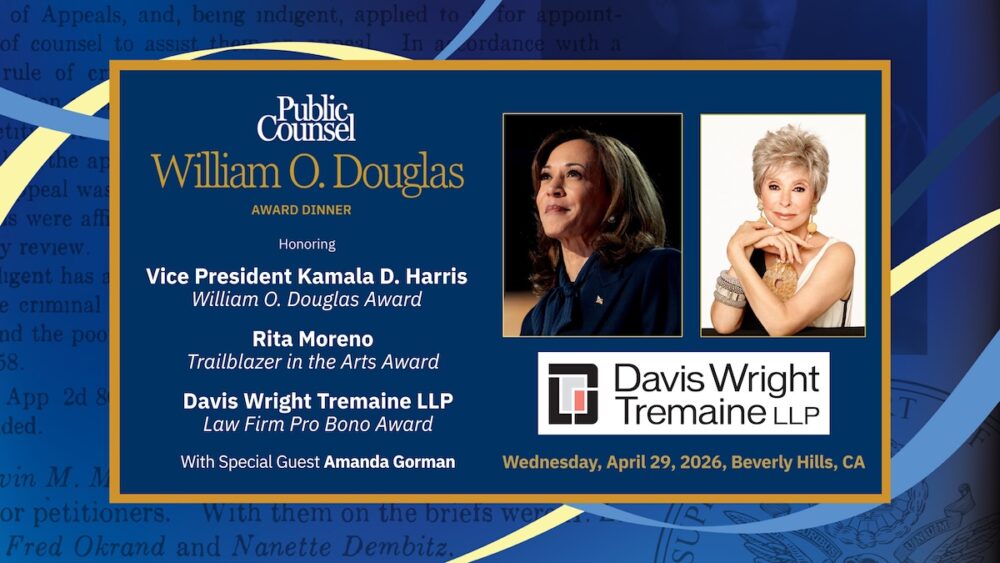 Honoring Vice President Kamala D. Harris, Rita Moreno, and Davis Wright Tremaine at the William O. Douglas Award Dinner